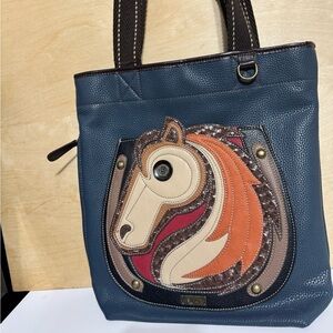 Chala Navy Tote with Horse Design